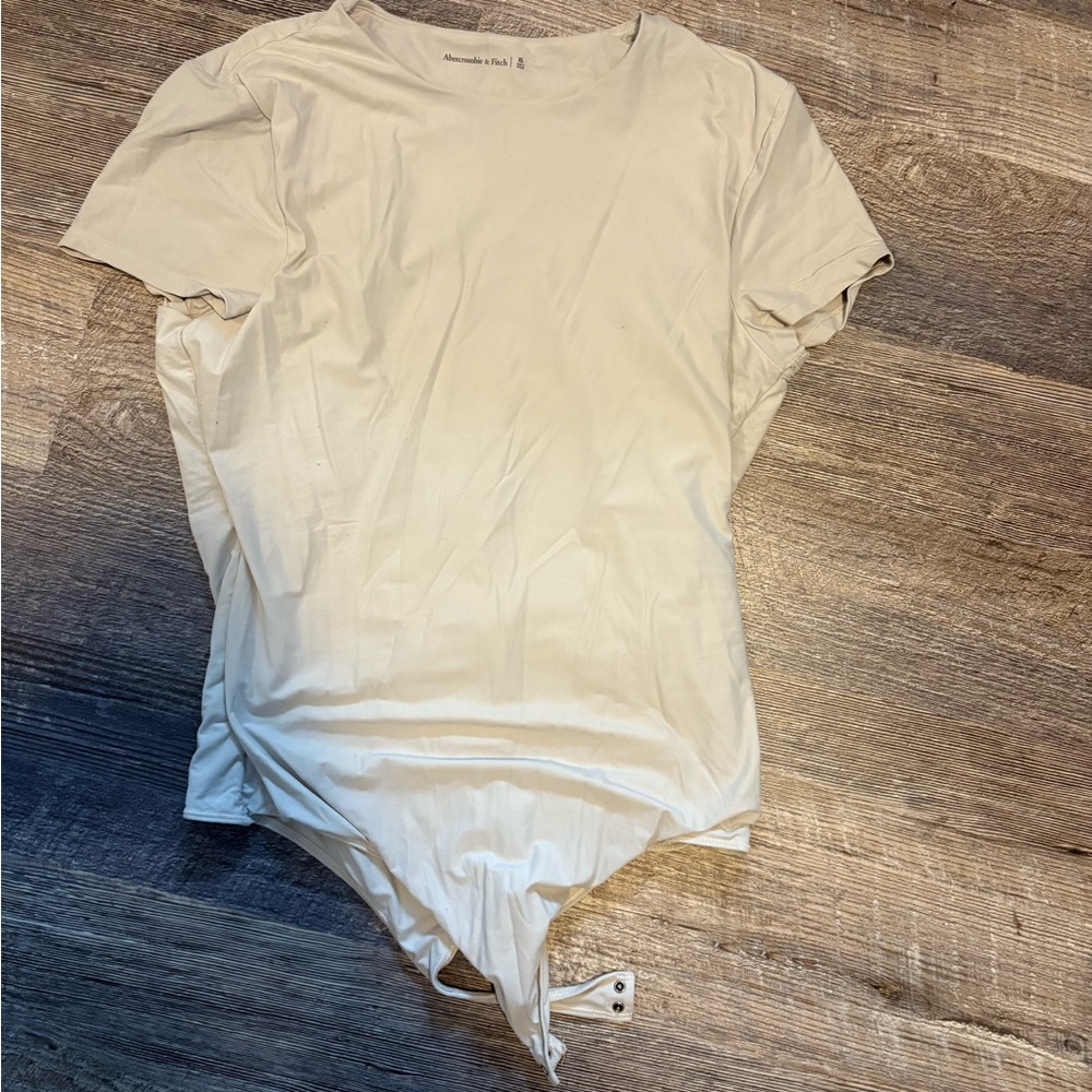Abercrombie matte seamless Cream Short Sleeve Bodysuit